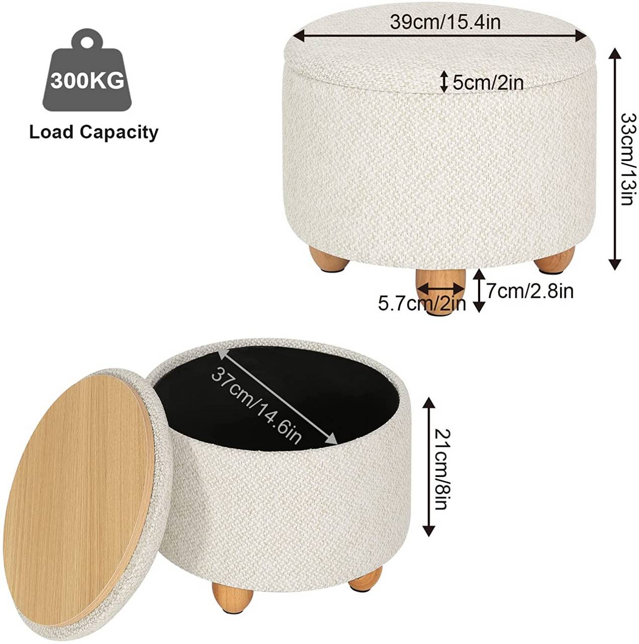 WOLTU Stool with Storage Space