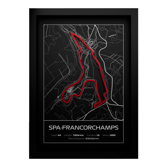 Circuit of Spa-Francorchamps Frame WIth 3D-printed track