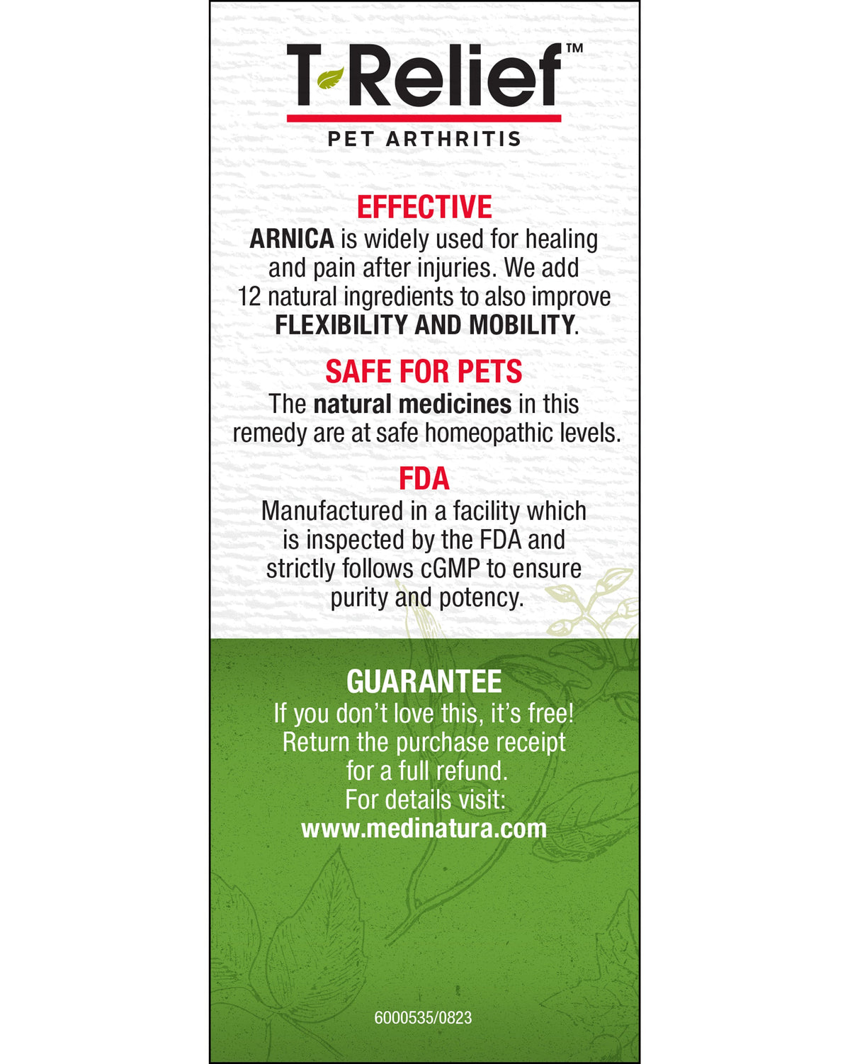 T-Relief PET Arthritis TABS 90ct Guarantee