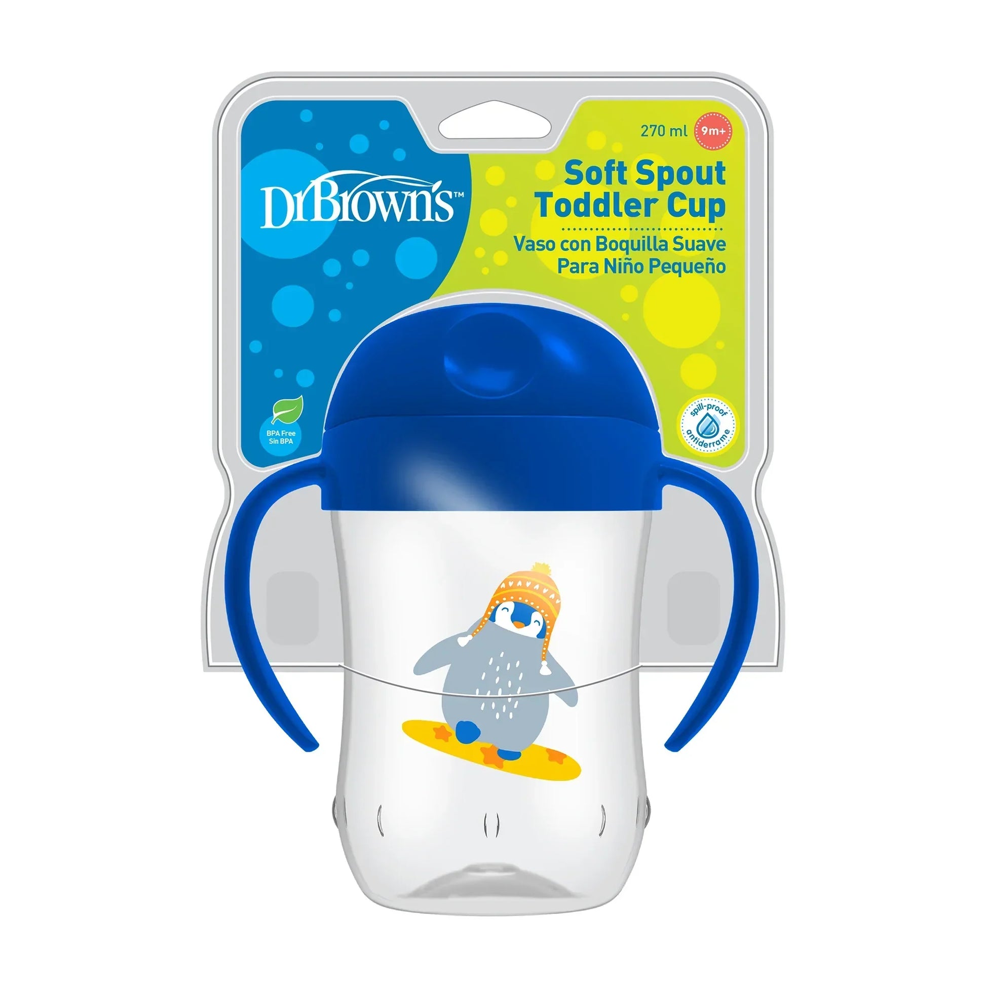 DrBrown's - Soft Spout Toddler Cup 270ML - (9m+) -0 Blue Penguin