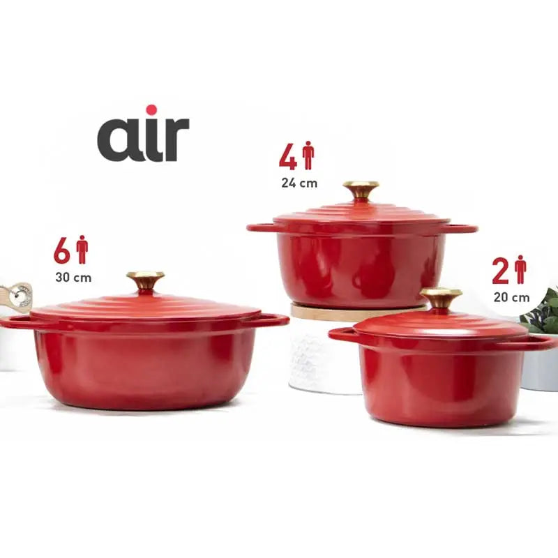 TEFAL AIR cast Set of 3 Casseroles 20, 24, 30x23cm Cast Aluminium Ceramic Coating Oven 250°C