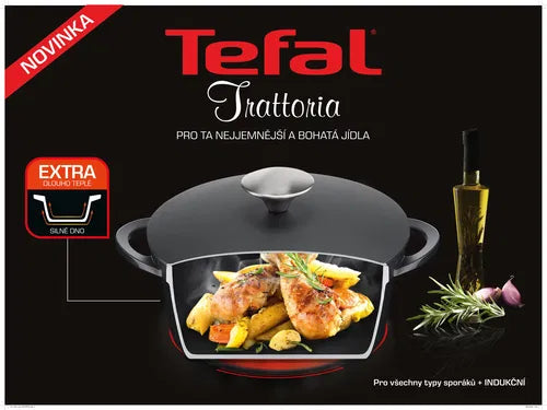 TEFAL Trattoria Set 3 Casseroles 20, 24, 28cm Cast Alum Oven 250°C