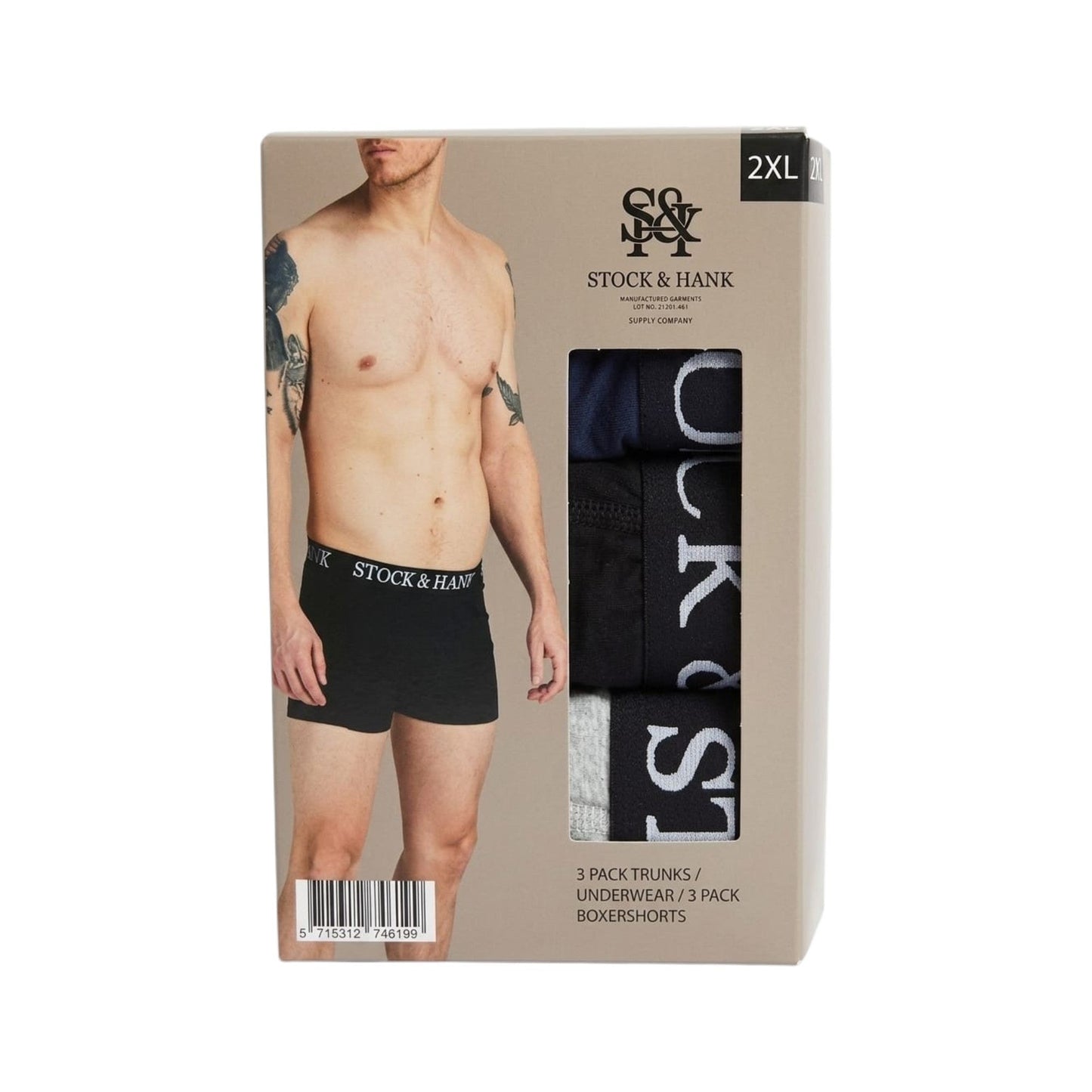 Men's Plain Boxer Set 3 Pieces,Multi