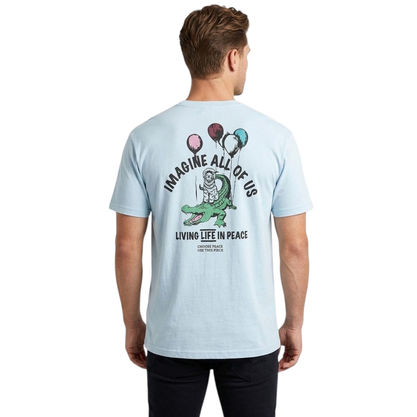 Men's Printed Back Top,Light Blue