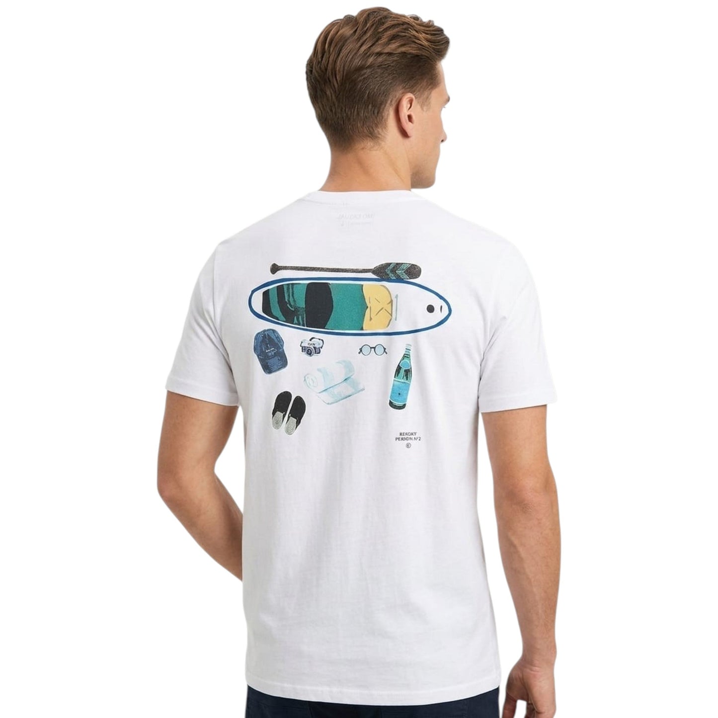 Men's Printed Back Top,White