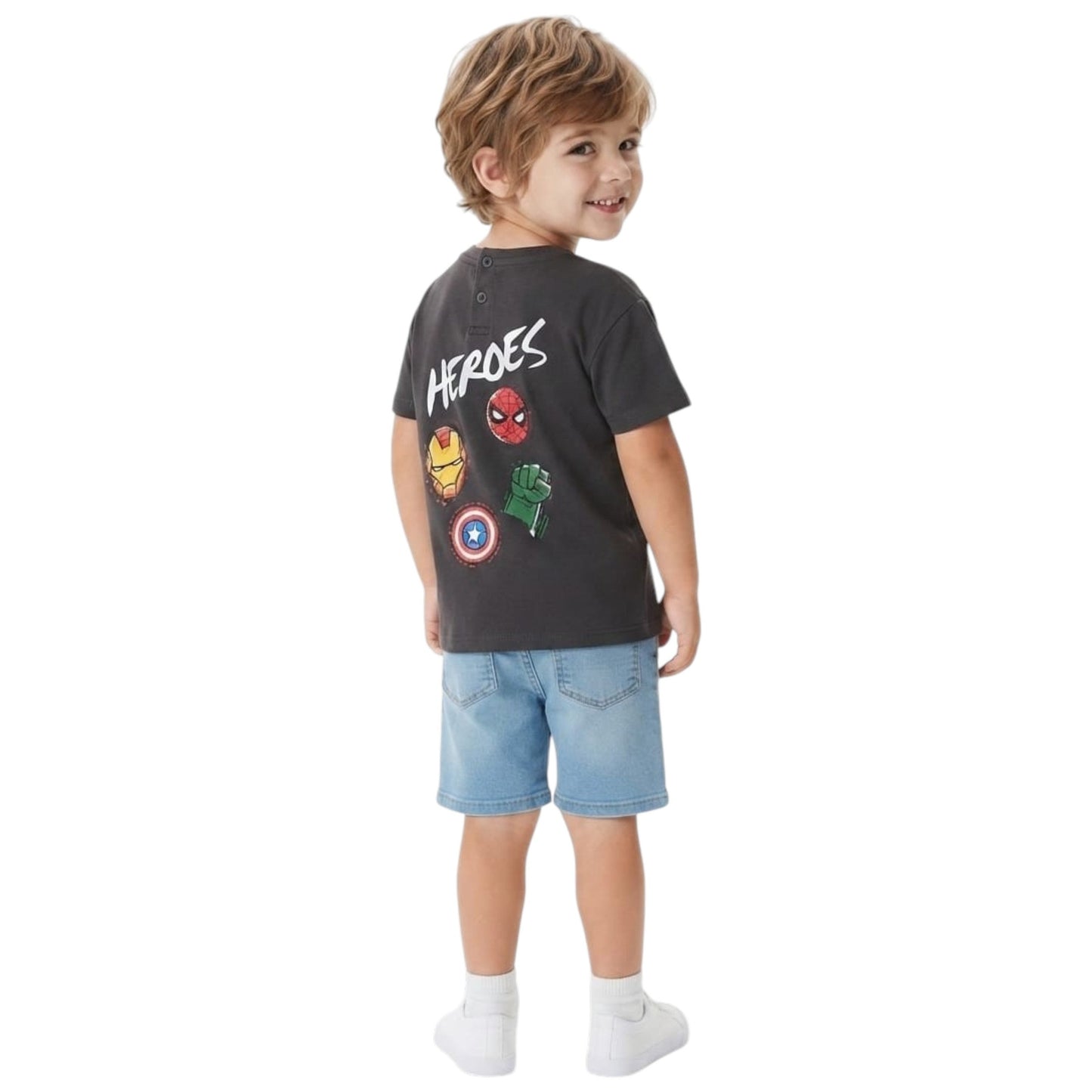 Kids Boy's Printed Top ,Dark Grey