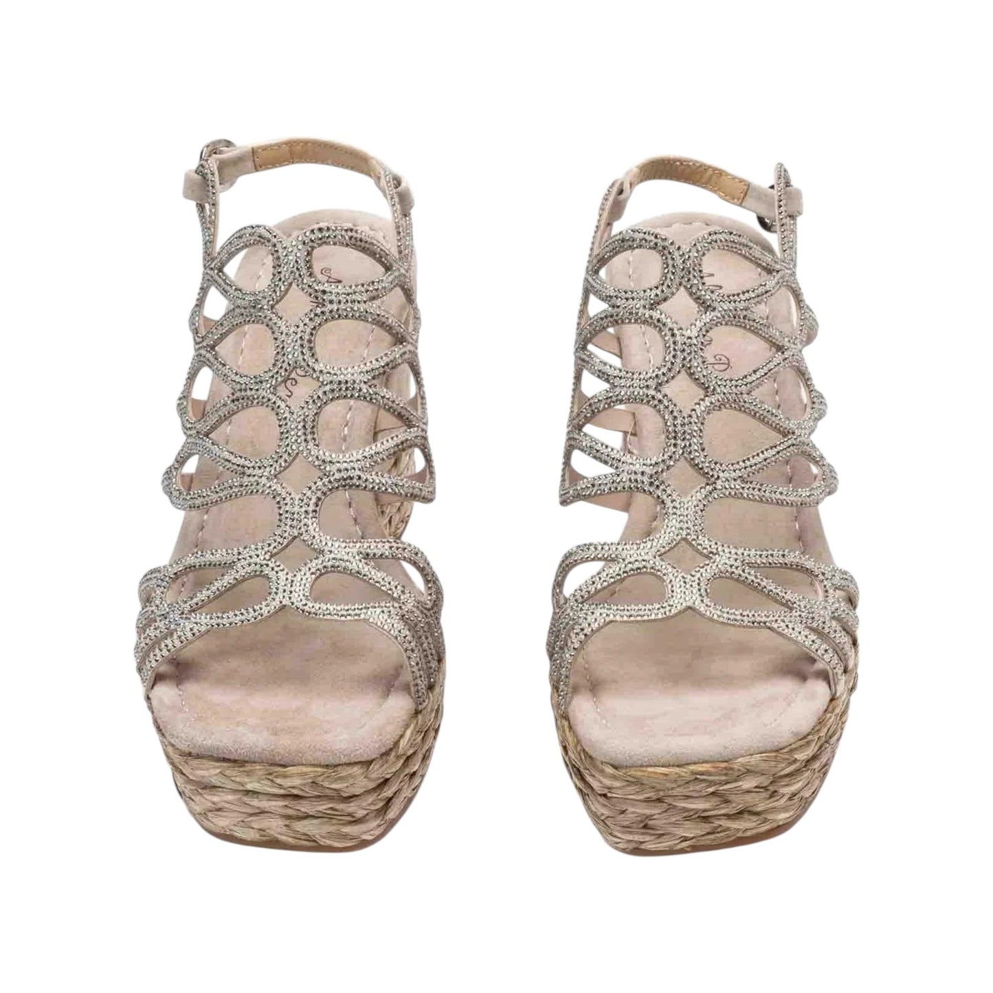 Women's Rhinestone Embellished Sandals,Dark Beige