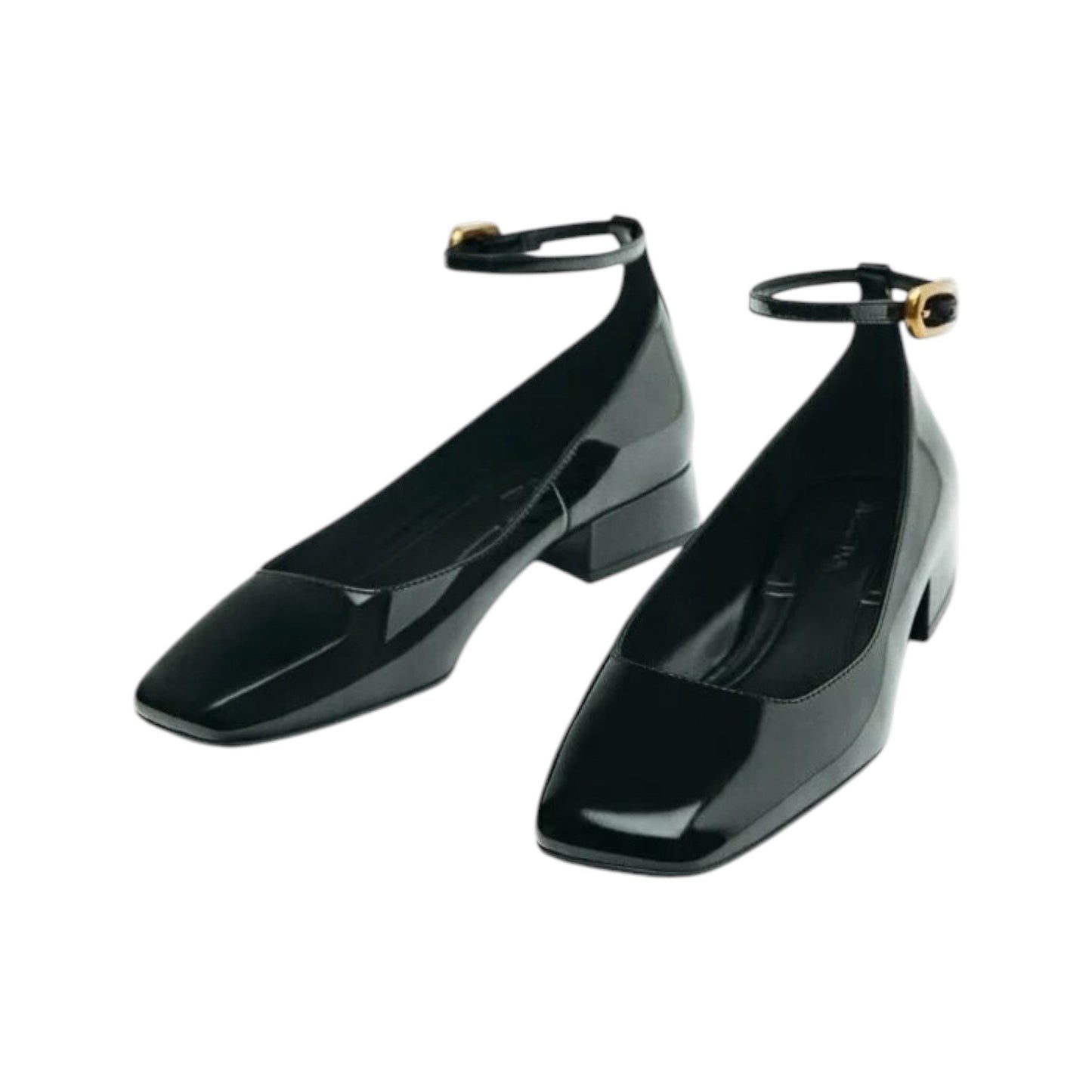 Women's Plain Bellorinas With Buckled Strap,Black