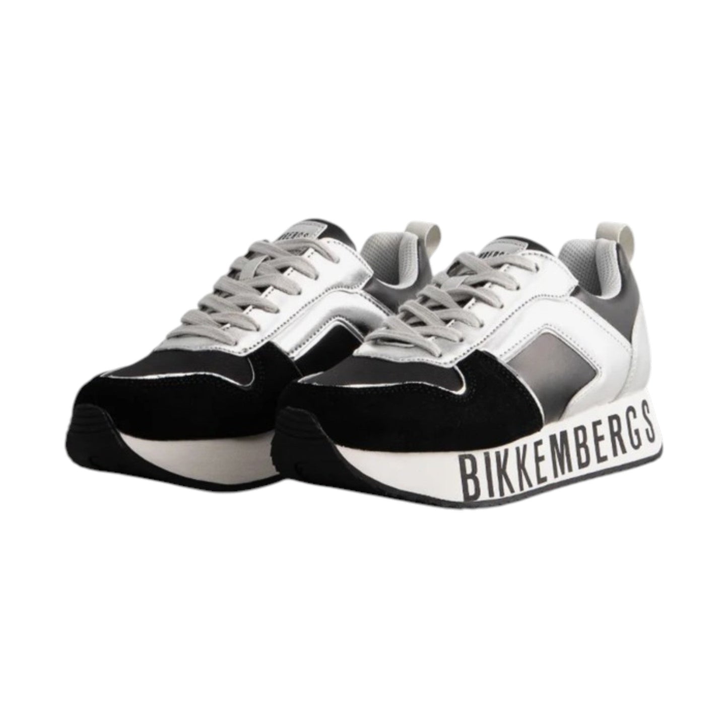 Women's Logo Patched Shoes,Black/Silver