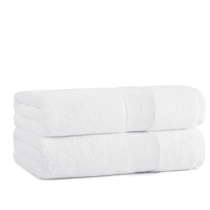 140 CM X 70 CM Thick 100 % Cotton Bath Towel Soft Quality Absorbent Towel for Daily Bathroom Use 1 Piece White - Image 2