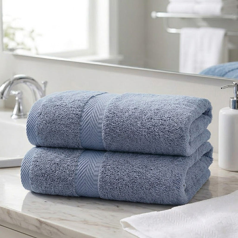 160 CM X 80 CM Thick 100 % Cotton Bath Towel Soft Quality Absorbent Oversized Towel for Household Use Beach and Swimming Pool 1 Piece Blue - Image 1