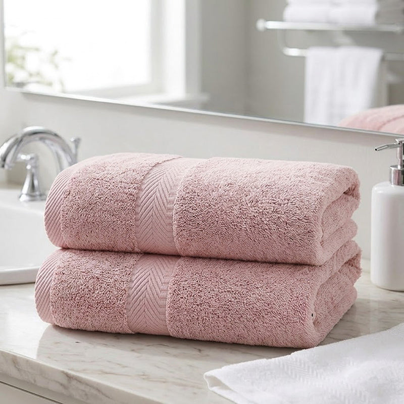160 CM X 80 CM Thick 100 % Cotton Bath Towel Soft Quality Absorbent Oversized Towel for Household Use Beach and Swimming Pool 1 Piece Pink - Image 1