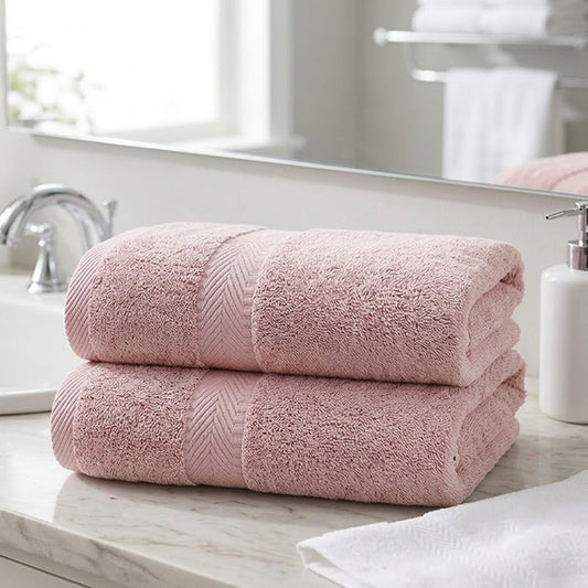 160 CM X 80 CM Thick 100 % Cotton Bath Towel Soft Quality Absorbent Oversized Towel for Household Use Beach and Swimming Pool 1 Piece Pink - Image 1