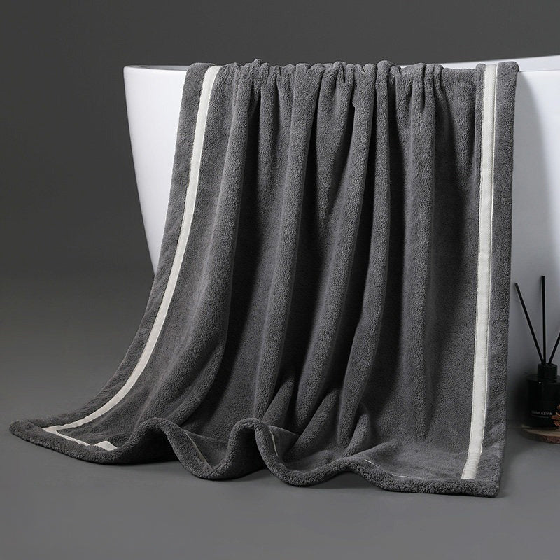 160 CM X 80 CM Thick 100 % Cotton Bath Towel Soft Quality Absorbent Oversized Towel for Household Use Beach and  Swimming Pool 1 Piece Gray - Image 2