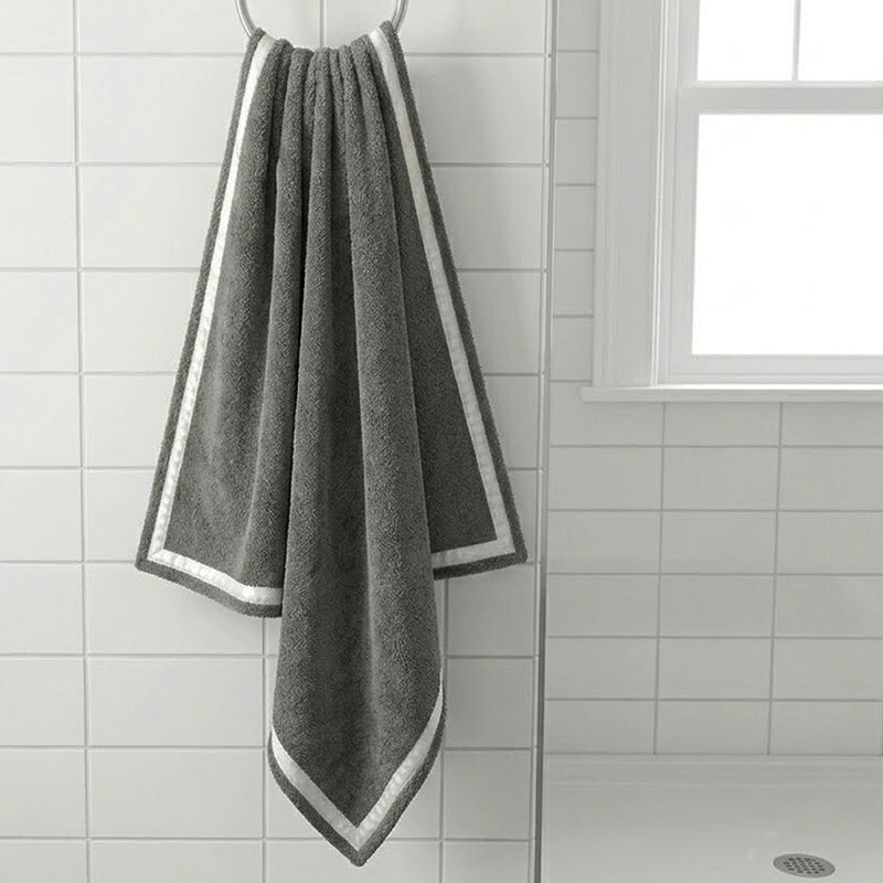 160 CM X 80 CM Thick 100 % Cotton Bath Towel Soft Quality Absorbent Oversized Towel for Household Use Beach and  Swimming Pool 1 Piece Gray - Image 1