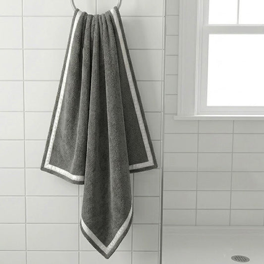 160 CM X 80 CM Thick 100 % Cotton Bath Towel Soft Quality Absorbent Oversized Towel for Household Use Beach and  Swimming Pool 1 Piece Gray - Image 1