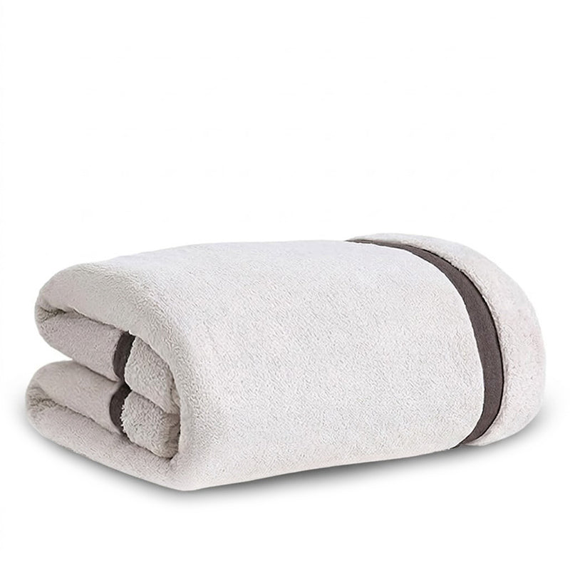 160 CM X 80 CM Thick 100 % Cotton Bath Towel Soft Quality Absorbent Oversized Towel for Household Use Beach and  Swimming Pool 1 Piece White - Image 1