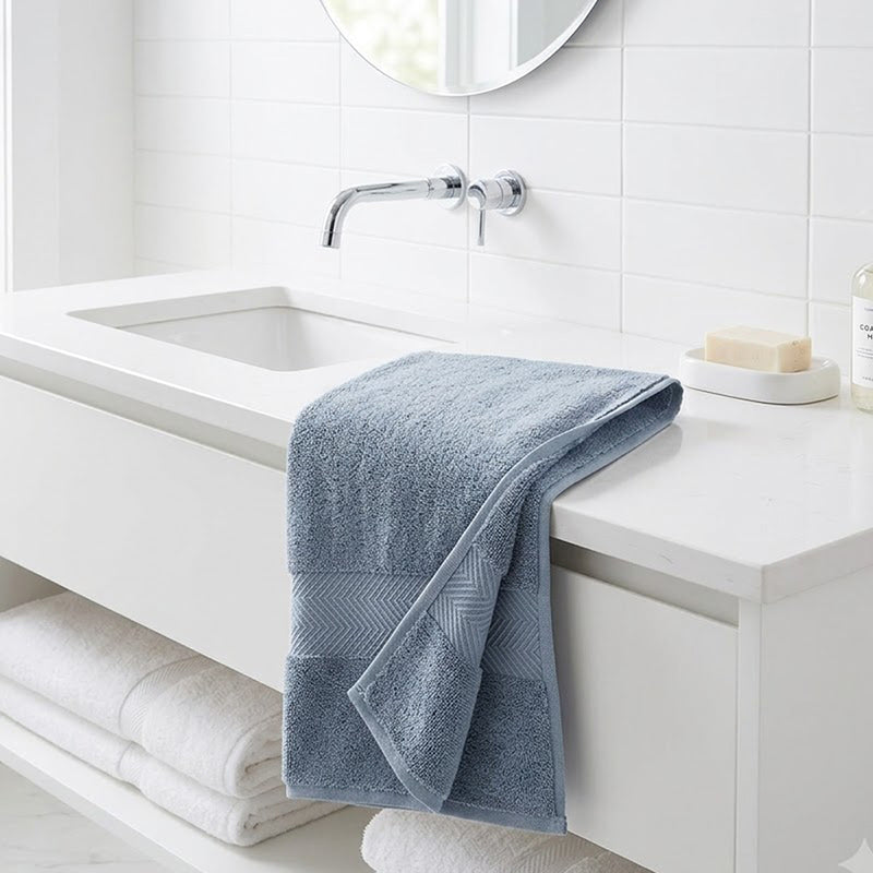 72 CM X 34 CM Thick 100 % Cotton Hand Towel Soft Quality Absorbent Towel for Daily Bathroom and Kitchen Use 1 Piece Blue - Image 2