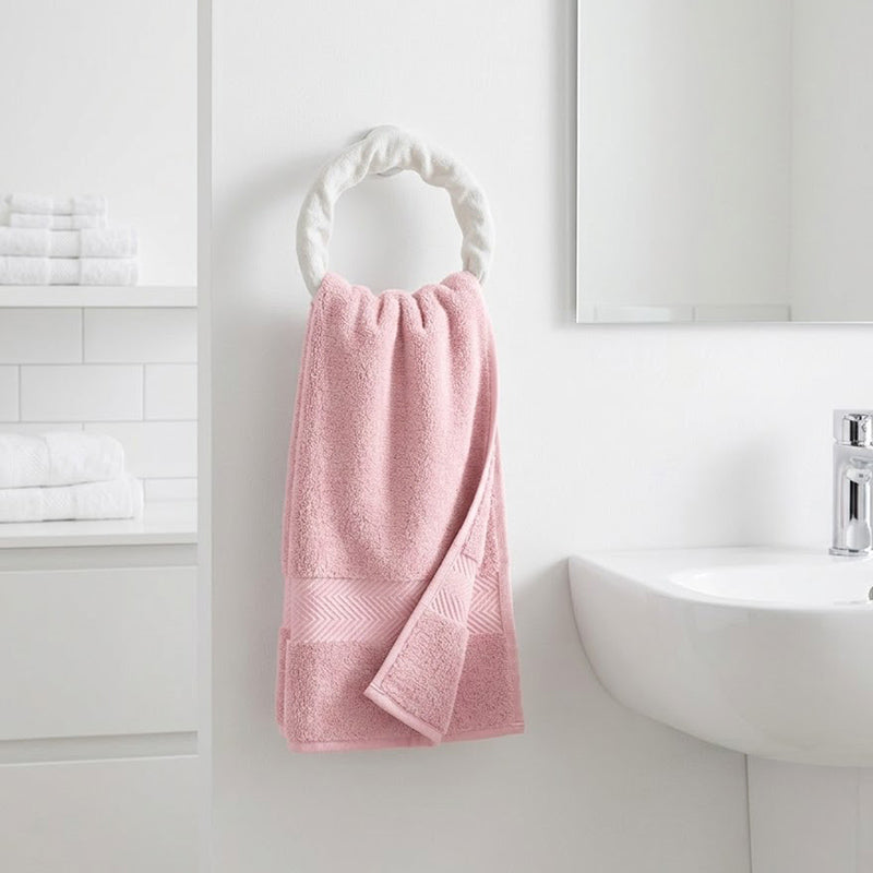 72 CM X 34 CM Thick 100 % Cotton Hand Towel Soft Quality Absorbent Towel for Daily Bathroom and Kitchen Use 1 Piece Pink - Image 2