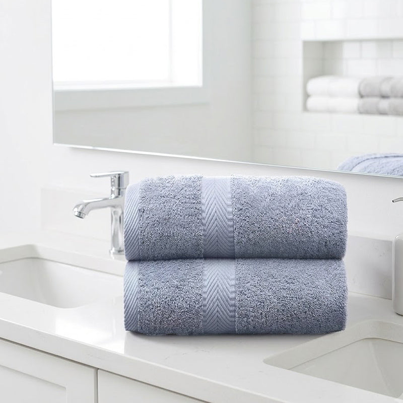 140 CM X 70 CM Thick 100 % Cotton Bath Towel Soft Quality Absorbent Towel for Daily Bathroom Use 1 Piece Blue - Image 2