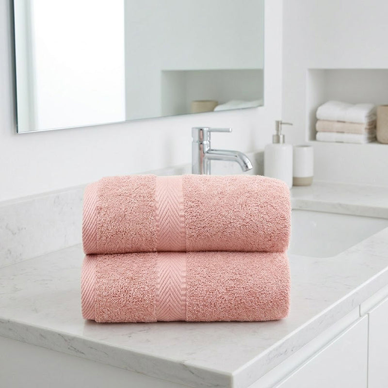 140 CM X 70 CM Thick 100 % Cotton Bath Towel Soft Quality Absorbent Towel for Daily Bathroom Use 1 Piece Pink - Image 2