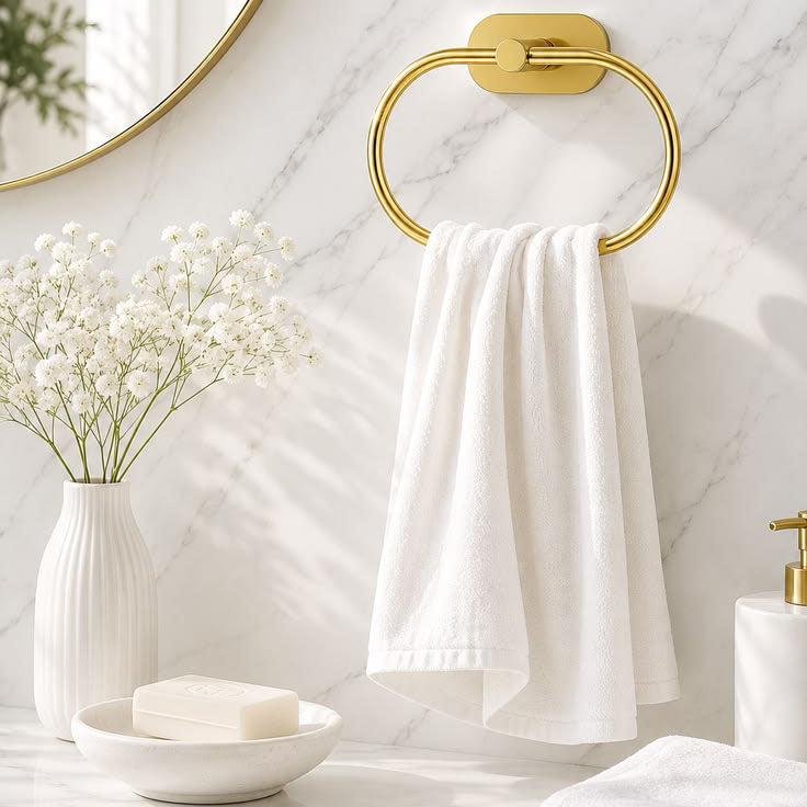 100 CM x 50 CM Thick 100 % Cotton Hand Towel Soft Quality Absorbent Towel for Daily Bathroom and Kitchen Use 1 Piece White - Image 2