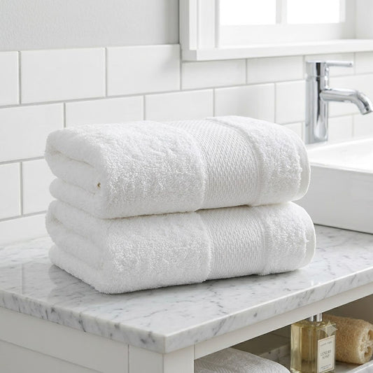140 CM X 70 CM Thick 100 % Cotton Bath Towel Soft Quality Absorbent Towel for Daily Bathroom Use 1 Piece White - Image 1