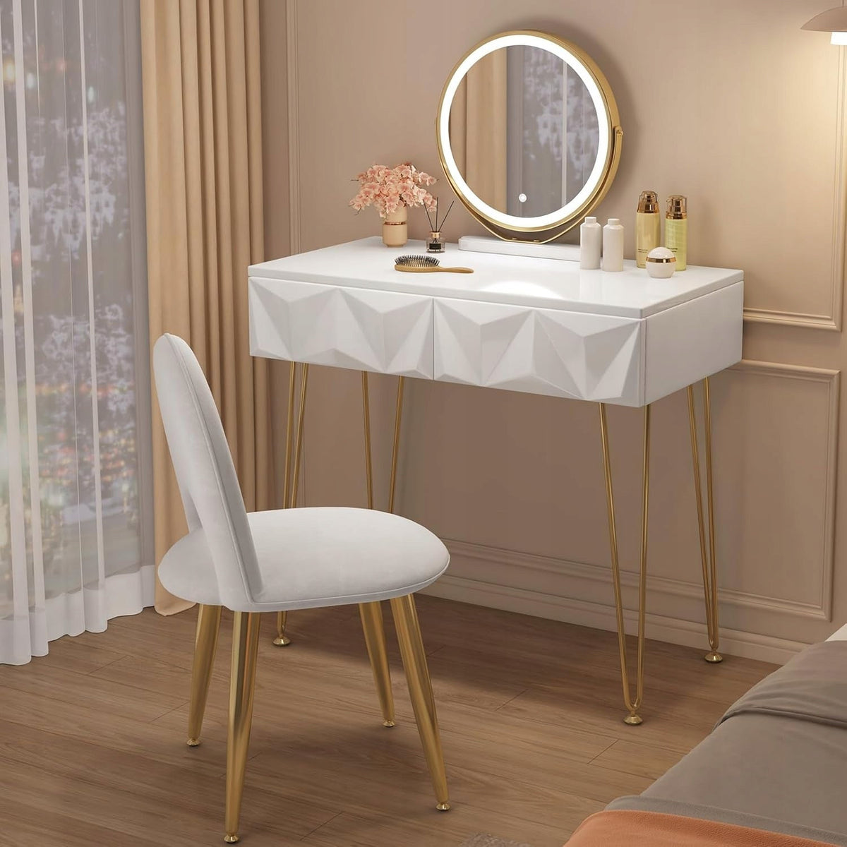 Dressing Table with LED Lighting Mirror