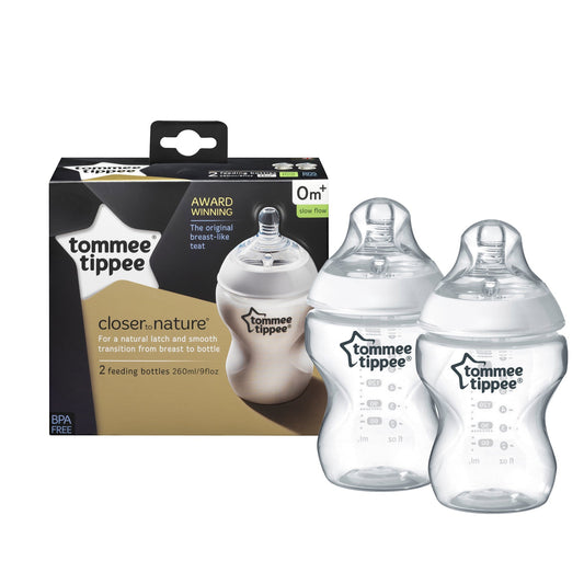 Tommee Tippee Closer to Nature Feeding Bottles (0m+) – 2 Pack