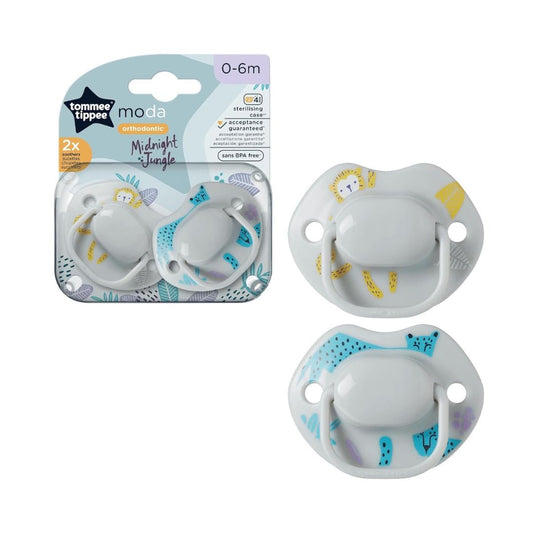 Tommee Tippee Moda Orthodontic Soothers (0-6 Months) – 2 Pack Assorted