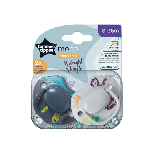 Tommee Tippee Moda Orthodontic Soothers (18–36 Months) – 2 Pack
