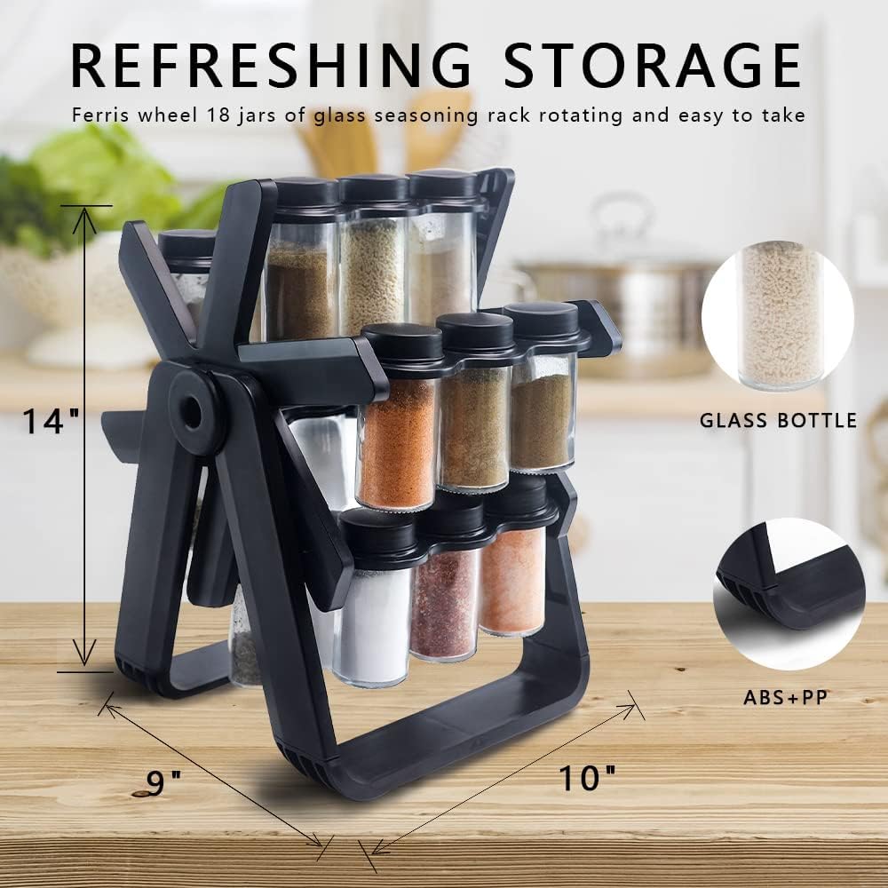 GeBe 18 Glass Jar Included Organizer With Labels Spices