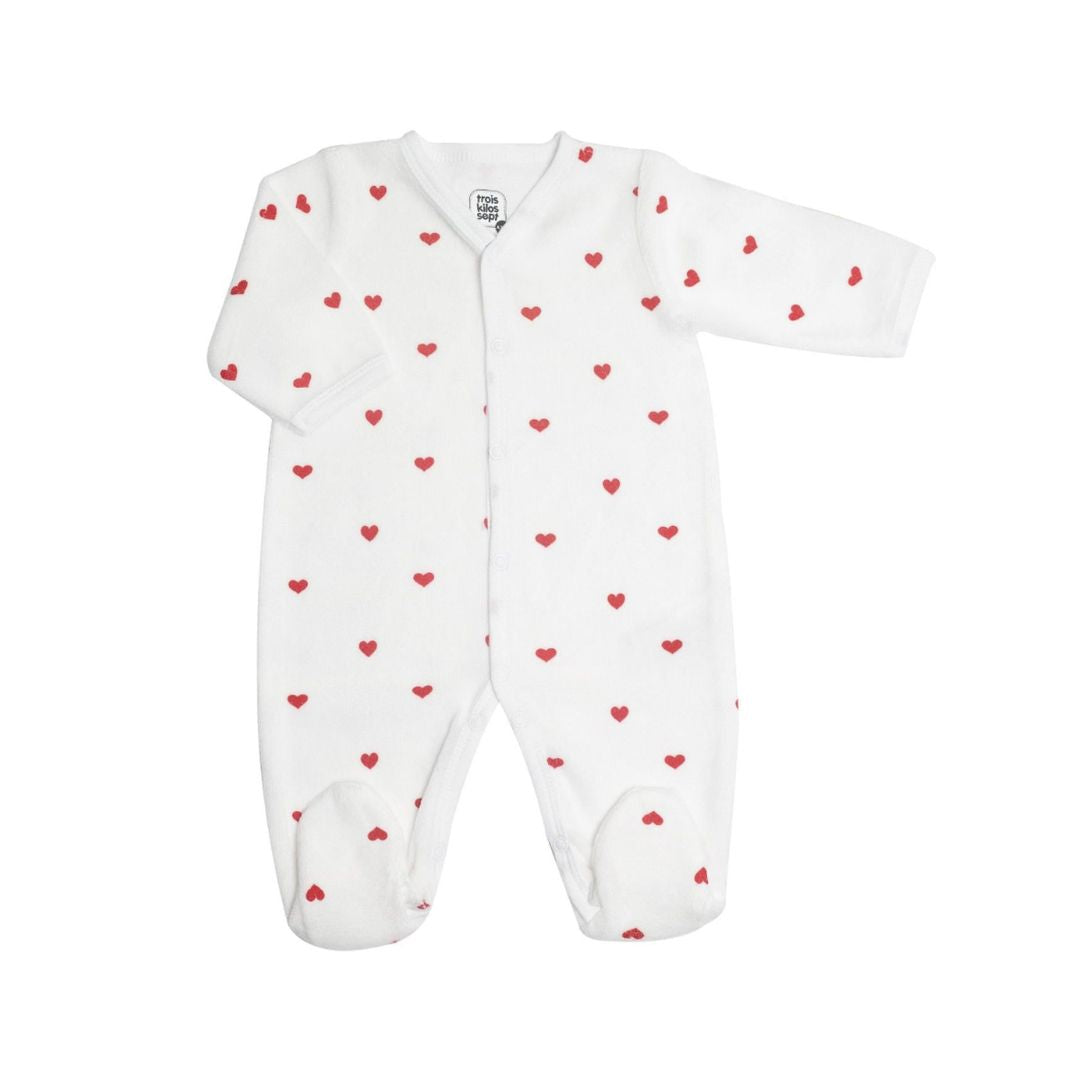 Trois Kilos Sept Sleepsuit Red Heart Pattern