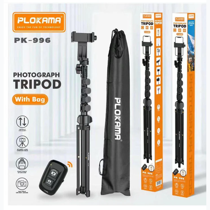 PLOKAMA PK996 Multifunctional  Bluetooth Tripod with Remote 5.5F PK996