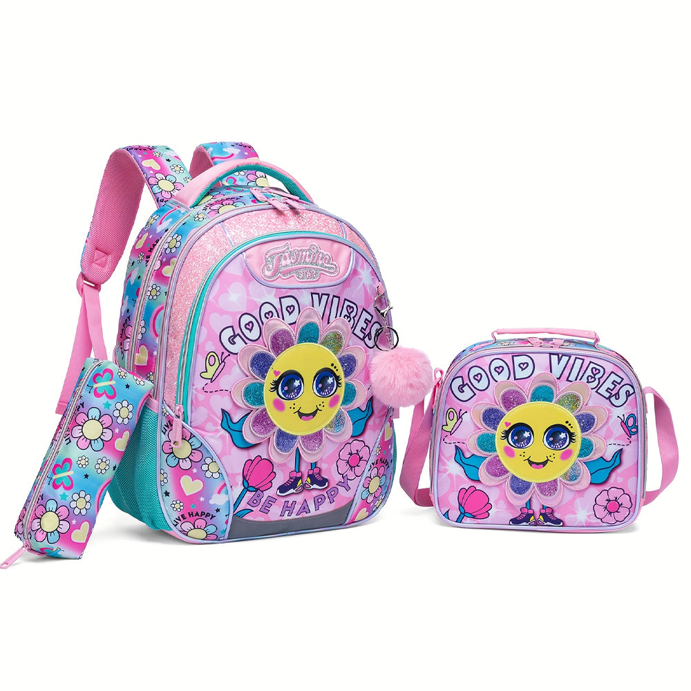 (NET) Flower Backpack For Girls Set Of 3 Pcs Lebanon