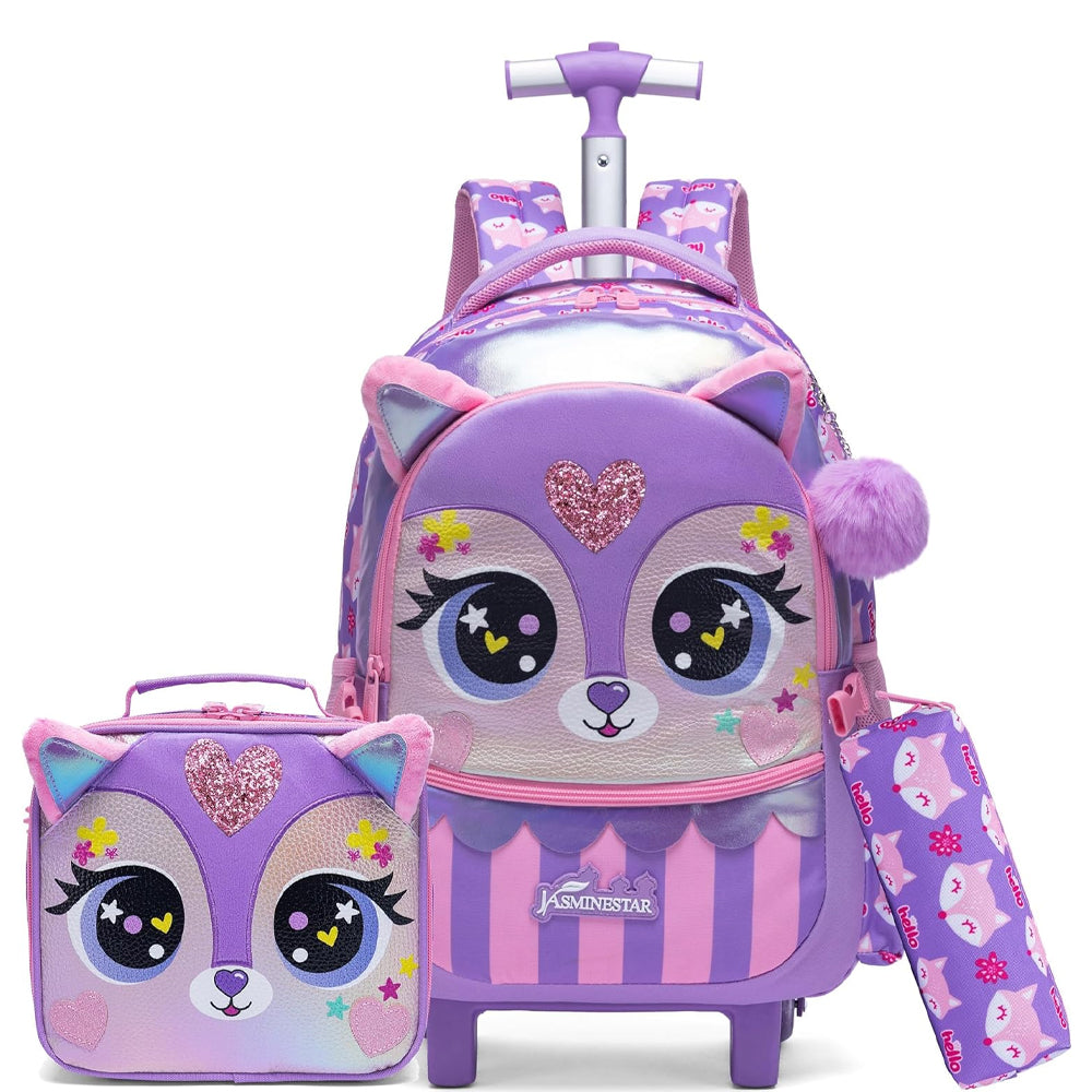 (NET) Meetbelify Purple Kids Rolling Backpack 3 Pcs Lebanon