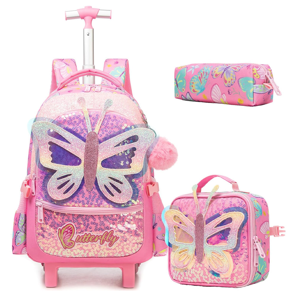 (NET) Butterfly Backpack Trolley Bag 3 Pcs Lebanon