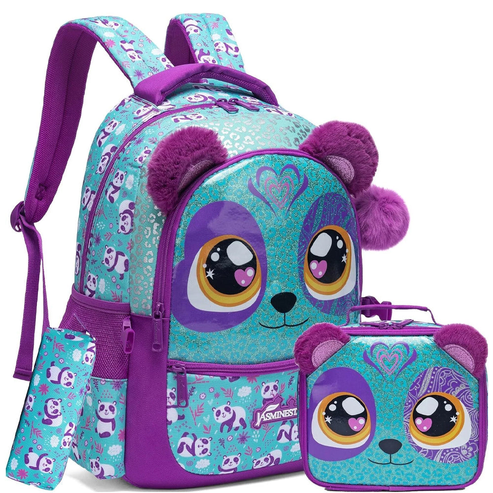 (NET) Purple Cat Backpack With Lunch Box & Pencil Case Lebanon