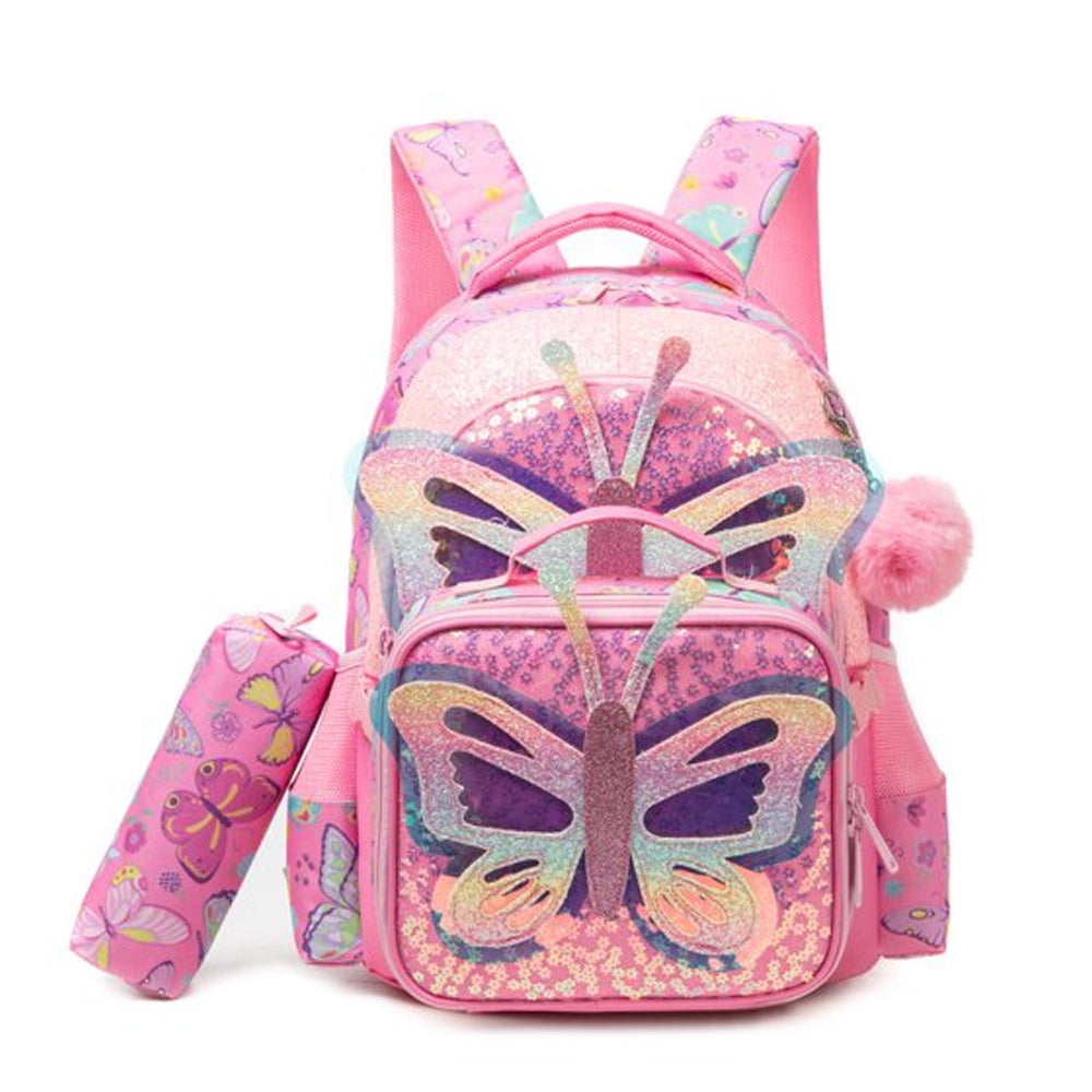 (NET) Butterfly Backpack With Lunch Box & Pencil Case Lebanon