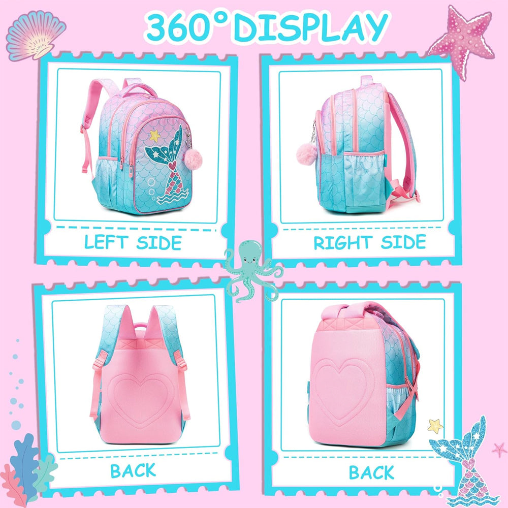 (NET) School Backpacks With Lunch Box & Pencil Case Set Of 3 Pcs
