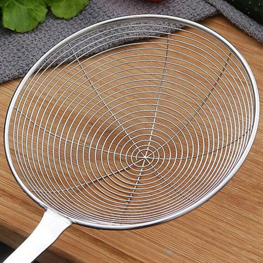 (net) Wooden and stainless steel skimmer strainer pot