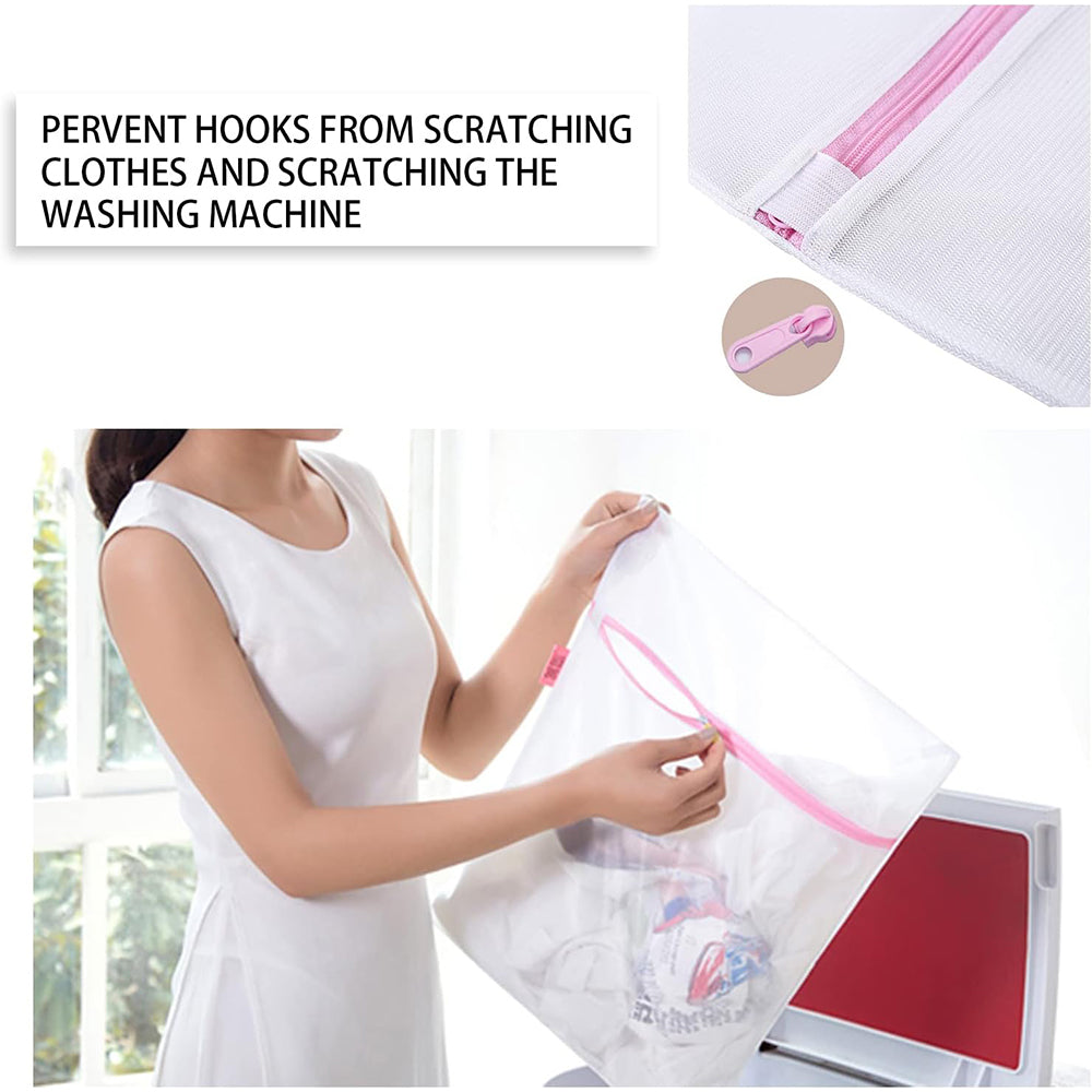 (net) Laundry Bags Premium Durable White Zippered Polyester