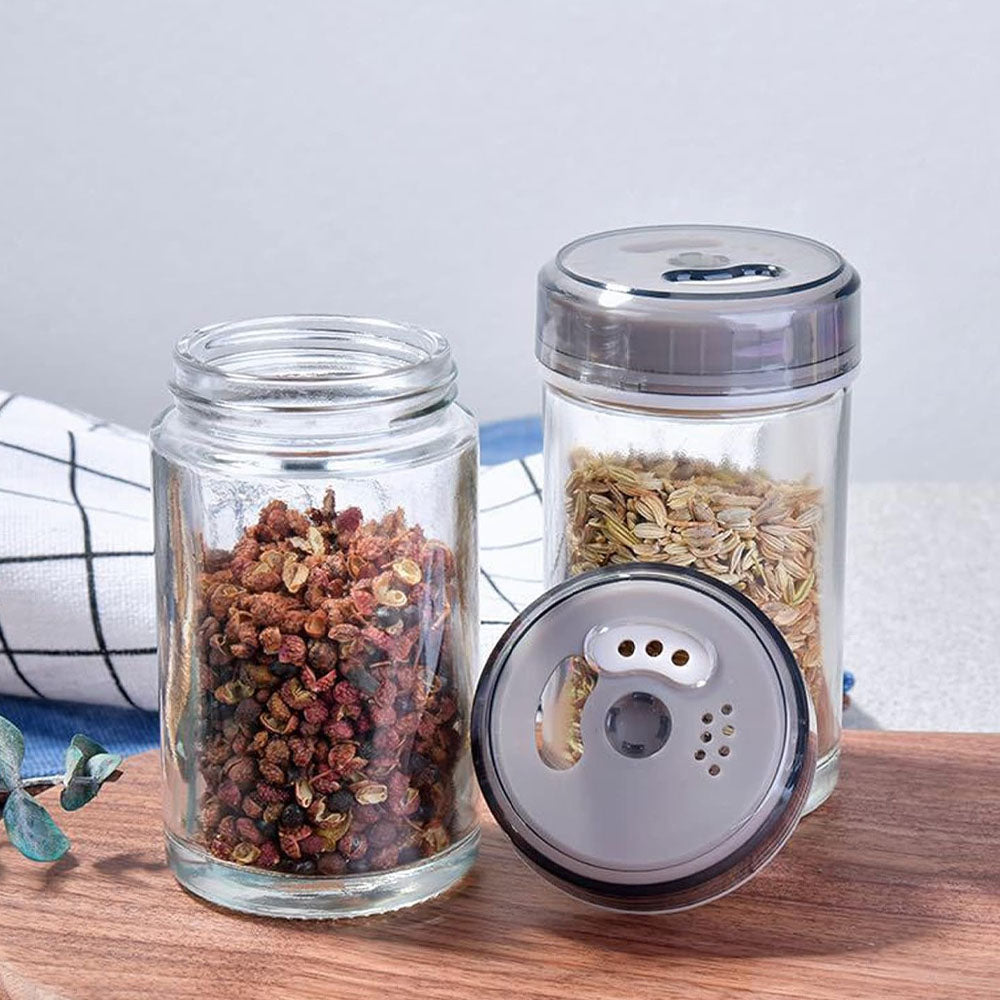6-Jar Revolving Spice Rack Organizer with Rotating Stand and Salt & Pepper Shakers - Medaid International