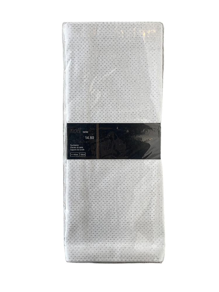 Table Runner White with Silver Dots