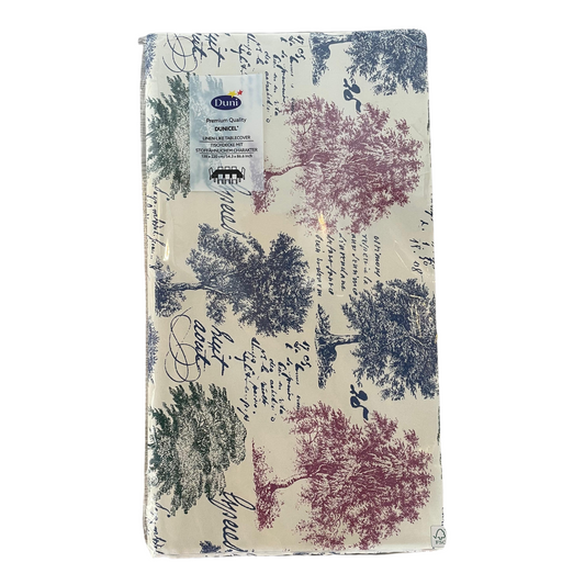 Premium Linen-like Throwable Tablecloth with Colorful Trees Design - 138x220 cm