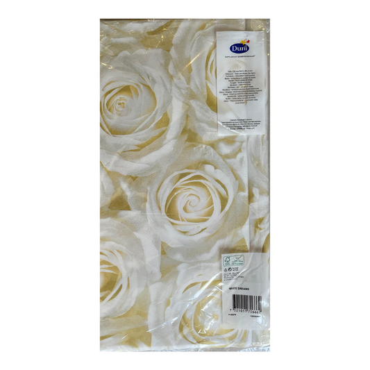 Premium Linen-like Throwable Tablecloth White Flowers - 138x220 cm