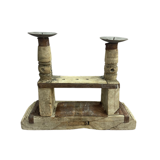 Candle Holder Wood and Steel Small