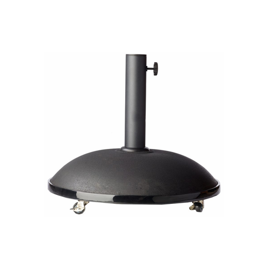 London Base Concrete Black Round Parasol Base with Wheels
