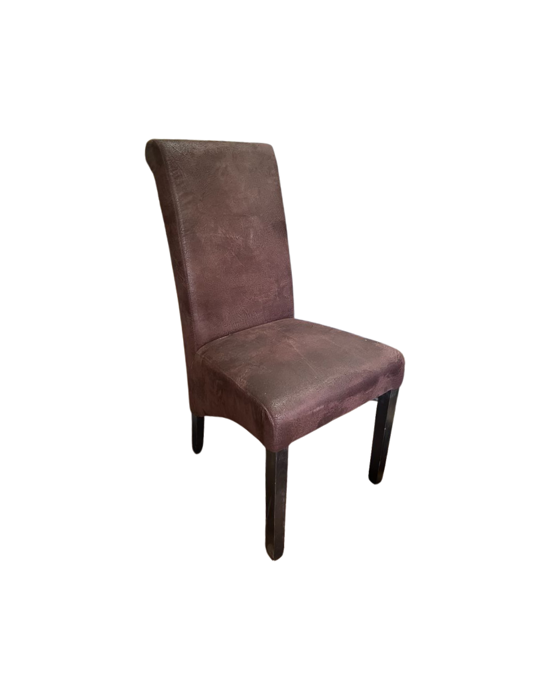 Brown Faux Leather Chair with Wooden Legs