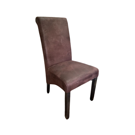 Brown Faux Leather Chair with Wooden Legs